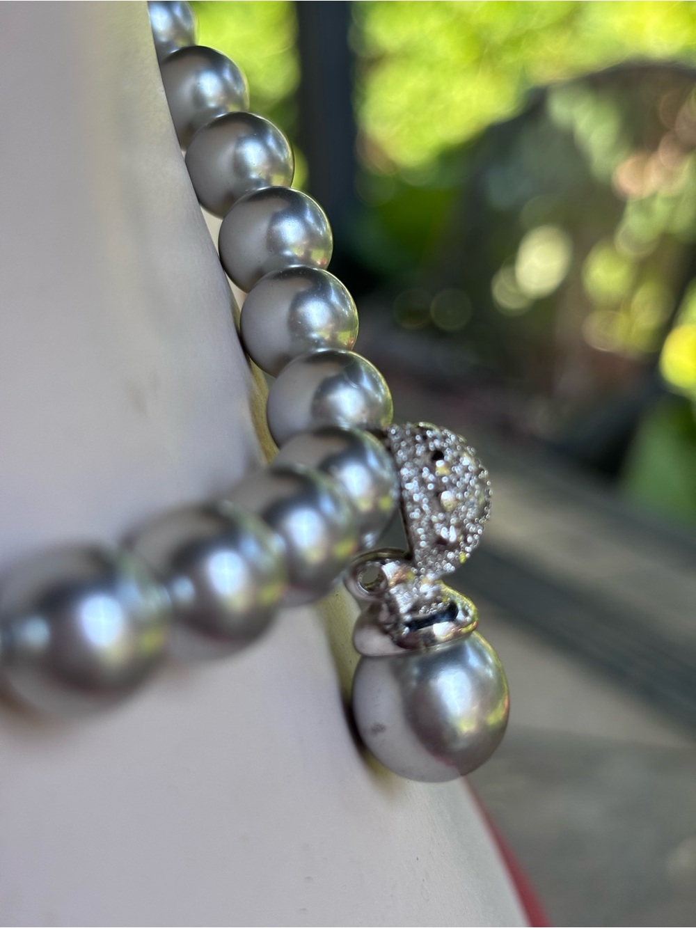 Vintage Grey Faux Pearl Necklace | Perlas Eleginda Pearl Pendant Necklace - Picture 9 of 11